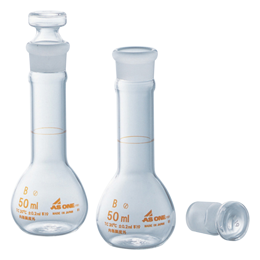 ASONE短型容量瓶(带检定证书)