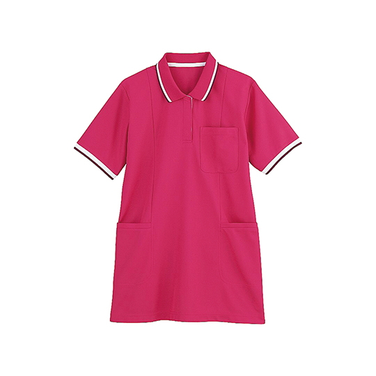 半袖长款polo衫 女款 玫瑰色 WH90338系列