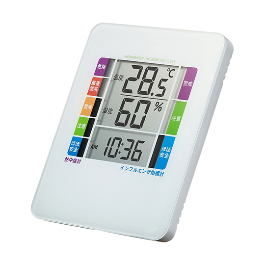 带警告蜂鸣器&中暑&流感显示数字温湿度计
