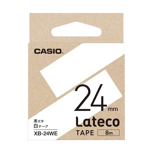 卡西欧 Lateco 白色胶带 24mm 黑字