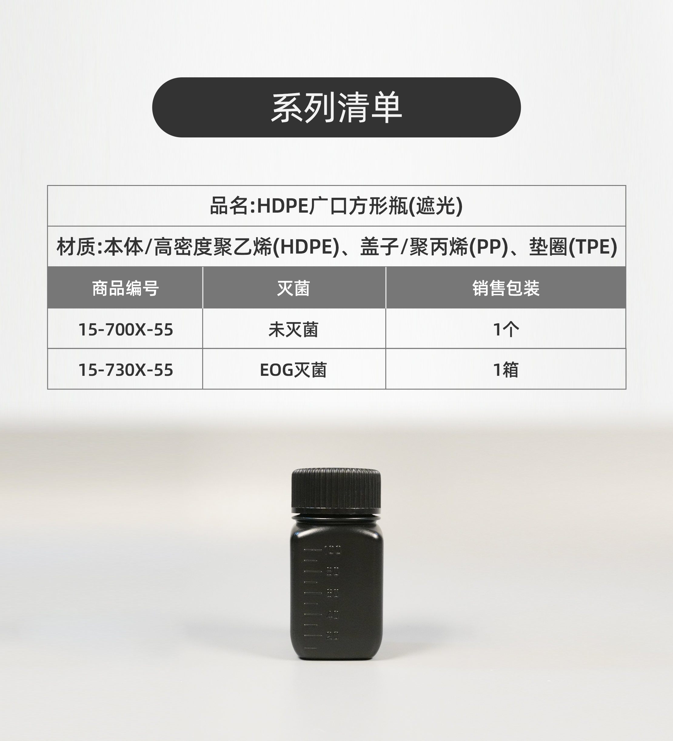 HDPE广口方形瓶